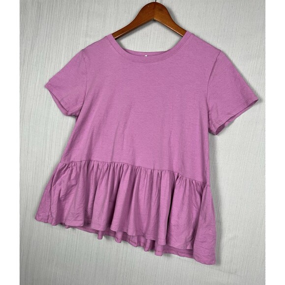 Tops - Soul Cake Ruffle Peplum Tee Women's L Soul Cake USA Stretch Cotton Coquette